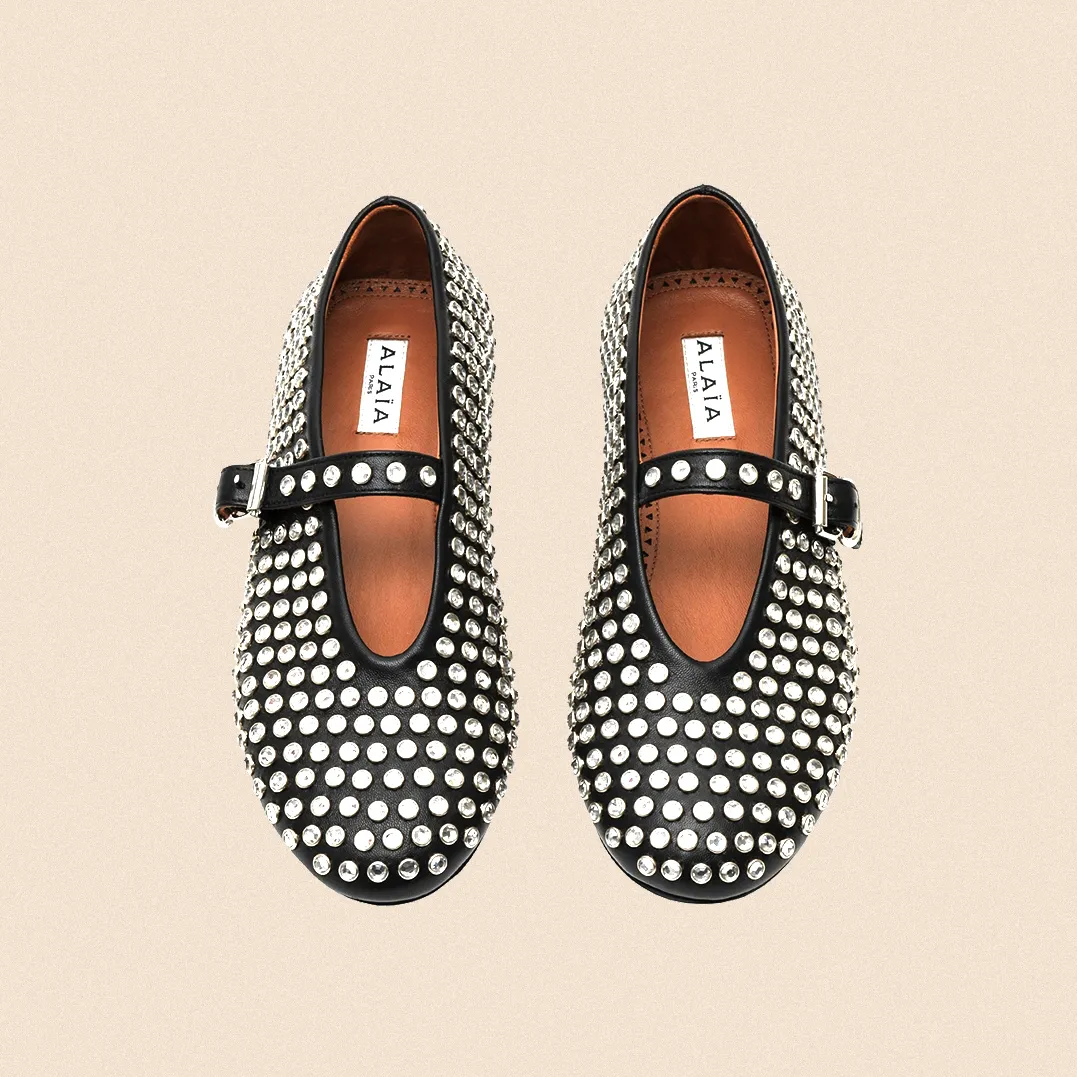 ALAÏ BLACK STUDS BALLET FLATS