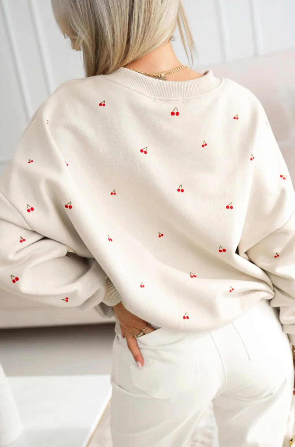 Bluza Cherry Love – Kremowa - Image 2