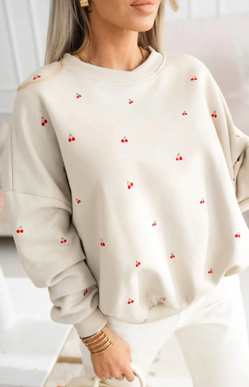 Bluza Cherry Love – Kremowa - Image 3
