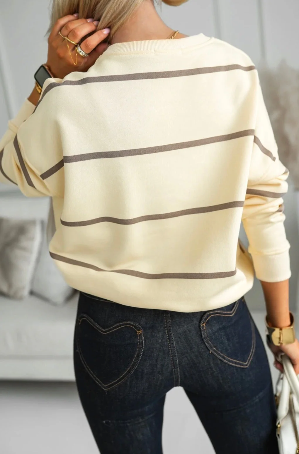 Bluza Milano – Kremowe Paski - Image 3