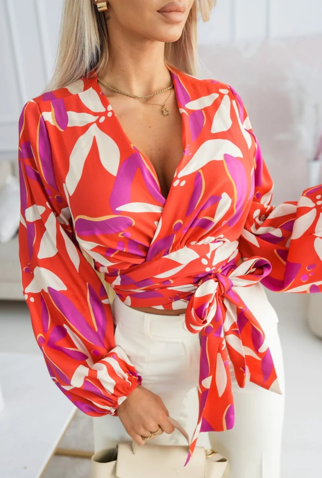 Bluzka Azmira – Coral Print - Image 2