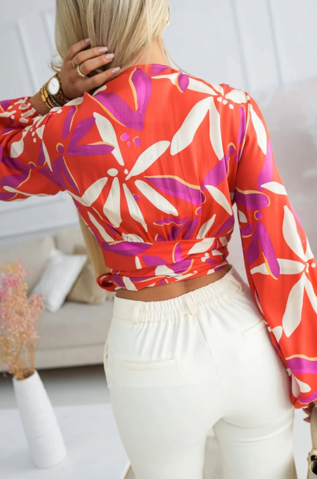 Bluzka Azmira – Coral Print - Image 3