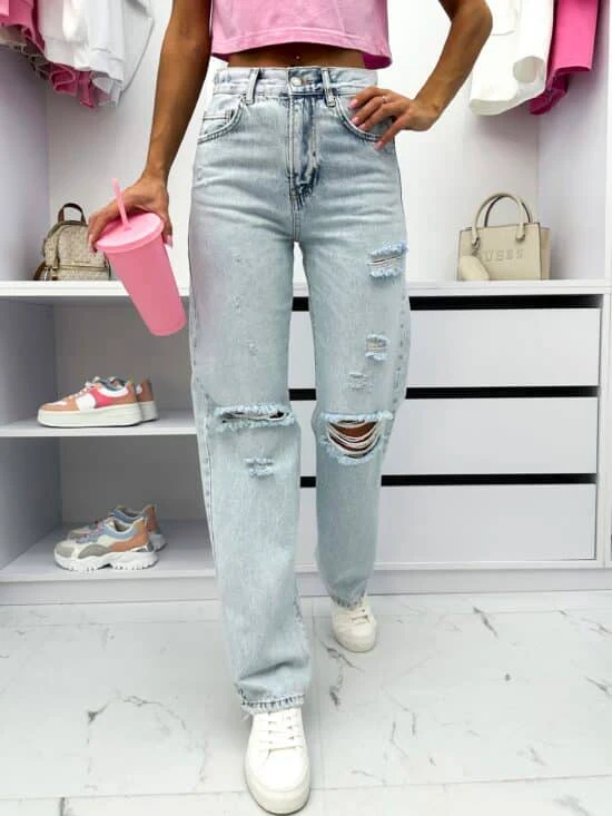 Jeansy Mom Fit – Jasny Denim - Image 3