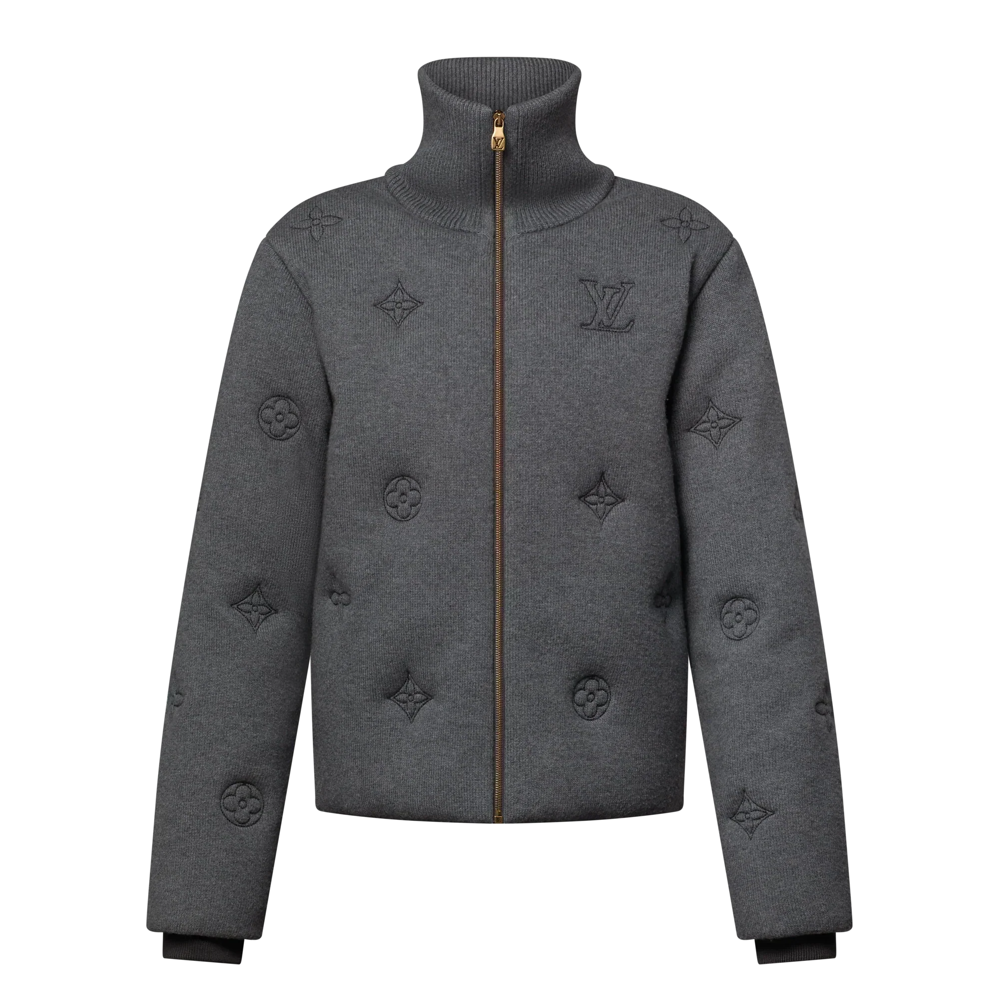 DARK GREY MONOGRAM KNITTED COAT