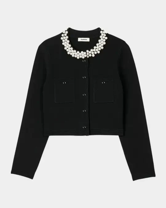 SANDRA BEADED COLLAR CARDIGAN
