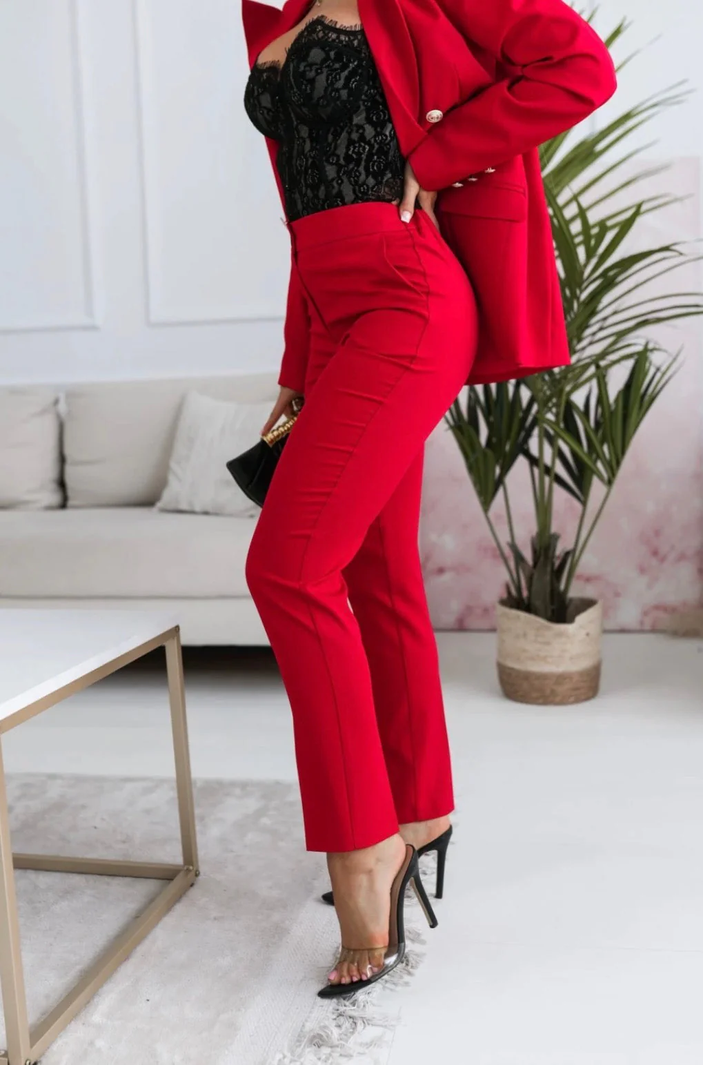 Spodnie Velmora – Czerwona Elegancja Stretch - Image 4