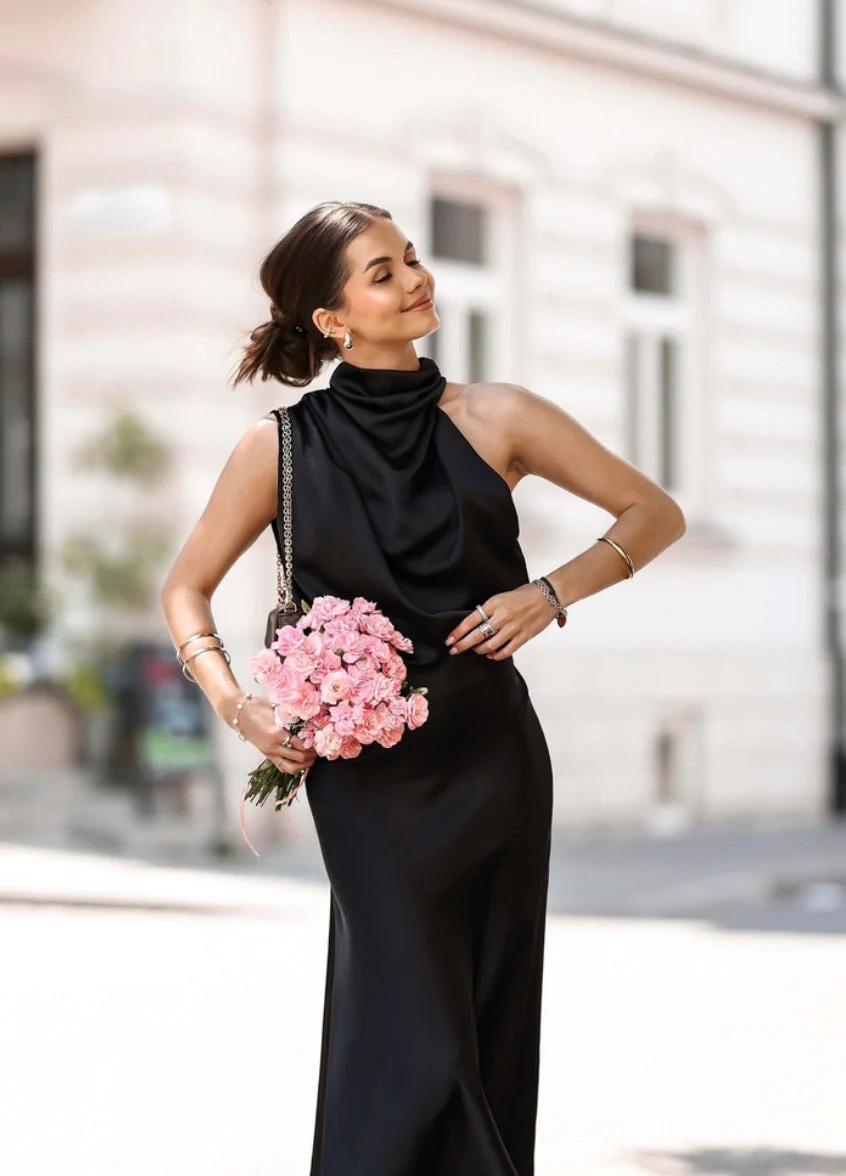 Sukienka Satin Amara – Czarna - Image 2