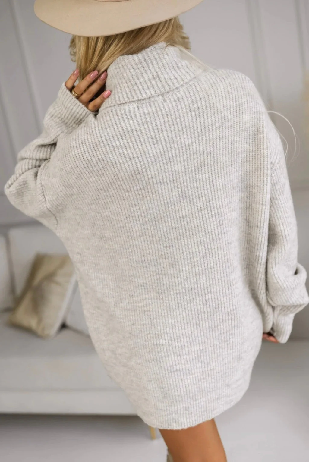 Sweter Tunikowy Oslo – Beżowy Golf - Image 3
